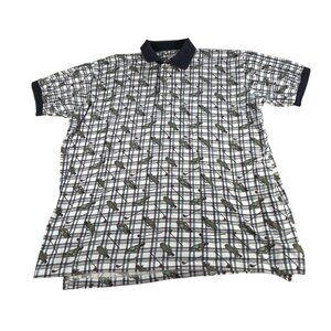 VTG Golf Polo Shirt Sauce by Berne Plaid Navy Men's Size 1X Cotton Stretch Tee